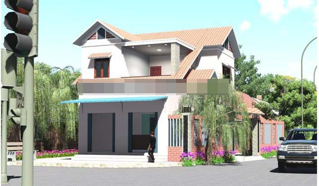 Nhà 2 tầng mái thái tuyệt đẹp với thiết kế 2 mặt tiền. Ảnh: Thietkenhadep24.