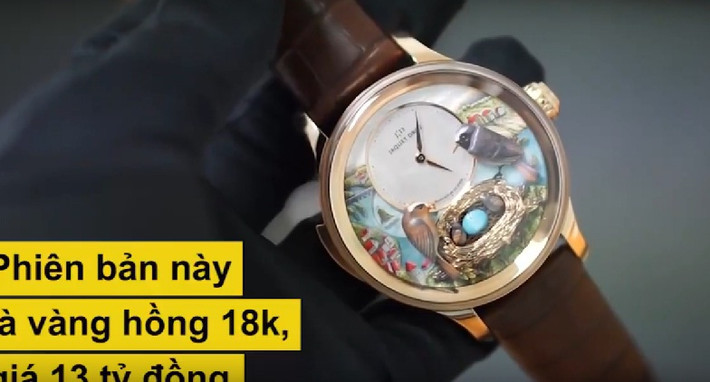 Đồng hồ tổ chim phiên bản bằng vàng hồng 18k có giá 13 tỷ đồng. Ảnh: Youtube.