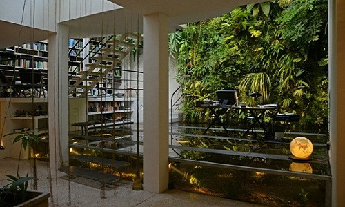 Một bức tường được bao phủ bởi lớp cây xanh mướt như vậy sẽ giúp bạn thư thái hơn khi về nhà. Chưa kể, nó còn giúp không khí lúc nào cũng trong mát. Đây là kiểu vườn đứng phổ biến nếu để trong nhà.