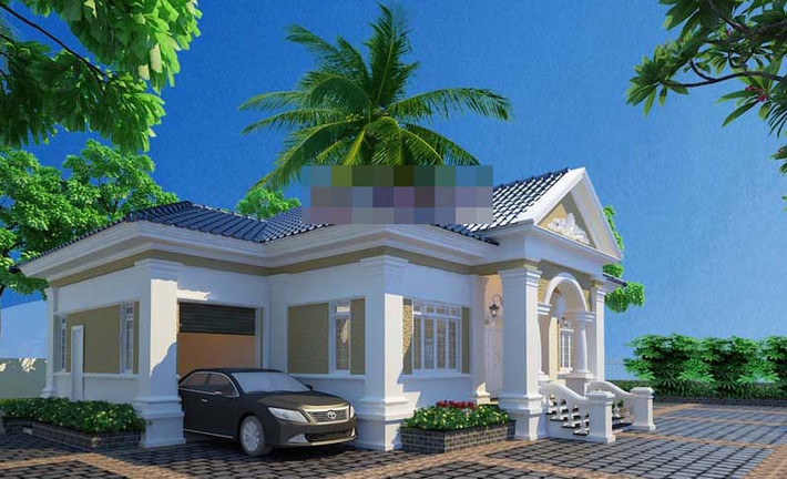 Những trụ cột vuông vức cho ngôi nhà mang vẻ đẹp khỏe khoắn. Ảnh: Angcovat.