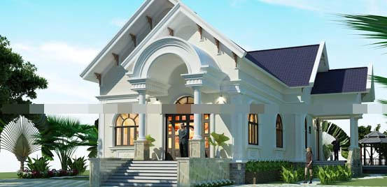 Mái thái kết hợp những chi tiết phào chỉ mang đậm kiến trúc Pháp tạo vẻ đẹp kiêu sa và sang trọng. Ảnh: Kienanvinh.