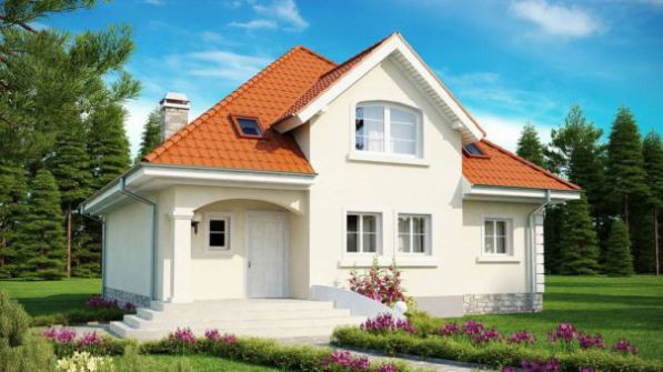 Nhà cấp 4 cổ điển được thiết kế trên bố cục vuông góc. Sân thượng nửa vòng tròn ấn tượng cùng cột trụ nâng đỡ cổ điểm làm cho ngôi nhà thêm trang nghiêm và thanh lịch. Ảnh: Khonggiannhadep24h.