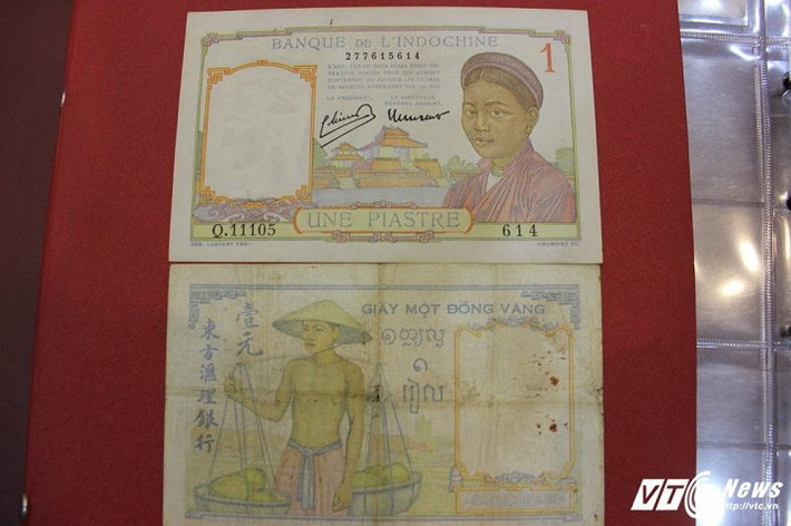 Năm 1893, giấy bạc Đông Dương thêm tờ 1 đồng. Năm 1903, bỏ phần tiếng Anh nhưng ghi thêm chữ Cao Miên.