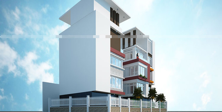 Nhà phố 5 tầng được thiết kế với màu trắng là gam màu chủ đạo tạo nên sự sang trọng và hiện đại. Ảnh: Acihome.