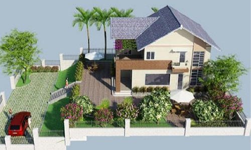 Nhà mái thái 2 tầng với diện tích không quá rộng vừa tiết kiệm chi phí nhưng vẫn đảm bảo đầy đủ công năng sử dụng và tính thẩm mỹ. Ảnh: Khoe & dep.