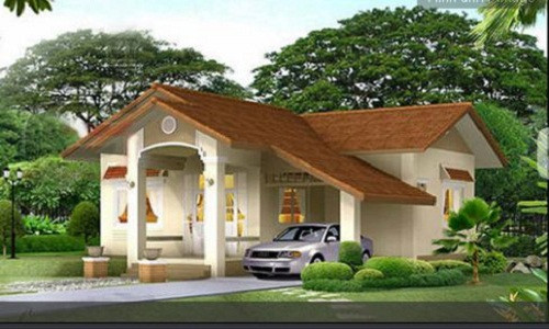 Nhà vườn nhỏ xinh có gara ô tô nổi bật giữa không gian xanh. Ảnh: Bannhadian.