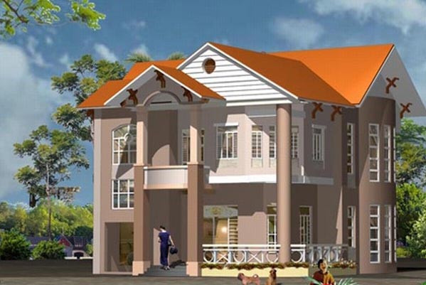 Thiết kế mái dốc ngói đỏ vô cùng ấn tượng. Ảnh: 2nhadep.