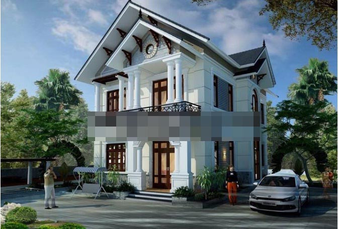 Nhà mái dốc kết hợp sân vườn với lối đi thông thoáng, bố trí cây xanh. Ảnh: Thietkenhadepmoi.