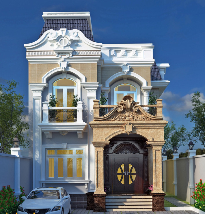 Những chi tiết kiến trúc cổ điển nằm ở phào chỉ, hoa văn trang trí cầu kỳ mà thống nhất, tinh xảo nhưng bền vững, mạnh mẽ. Ảnh: Vinatrend.