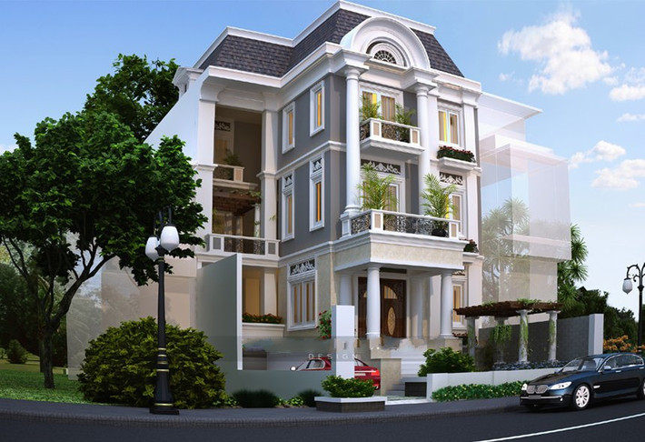 Biệt thự 3 tầng hoa lệ, đẳng cấp và sang trọng nhờ những chi tiết hoa văn kiến trúc tinh tế. Ảnh: Hpsc.
