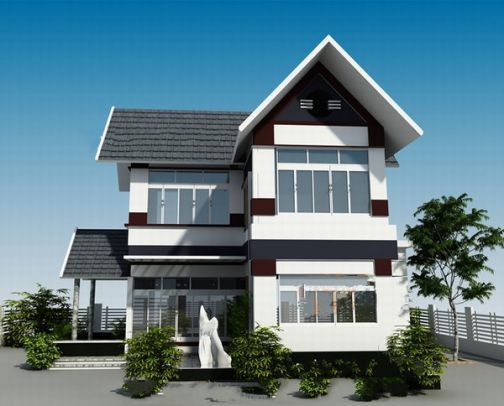 Sự kết hợp của màu trắng với gam màu trầm đem đến một nét đẹp nhẹ nhàng và thổi hồn vào kiến trúc căn biệt thự. Ảnh: Bannhabinhduong.