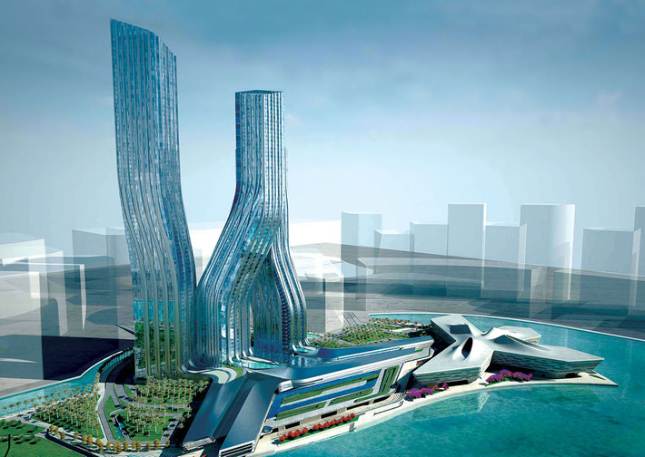 Ba tòa nhà có chiều cao lần lượt là 350 m; 305 m và 250 m, chia tương ứng 74, 65 và 52 tầng. Tuy nhiên, cũng giống như Dubai Opera House, công trình bị đình lại bởi vốn đầu tư giai đoạn 2 đội lên tới hơn 4 tỷ USD. Ảnh: UAE.