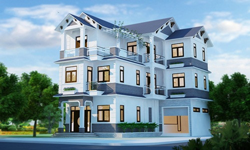 Với khu đất hẹp thì mẫu biệt thự 3 tầng chữ L 4 phòng ngủ là lựa chọn hợp lý để vừa có một không gian đẳng cấp lại vừa tiết kiệm chi phí. Ảnh: Kientrucsuvietnam.