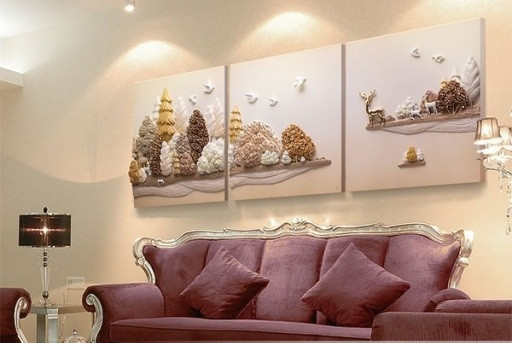Tranh phù điêu 3D thiên nhiên hoang dã giúp ngôi nhà như mở rộng không gian sống. Ảnh: Donghonghethuat.