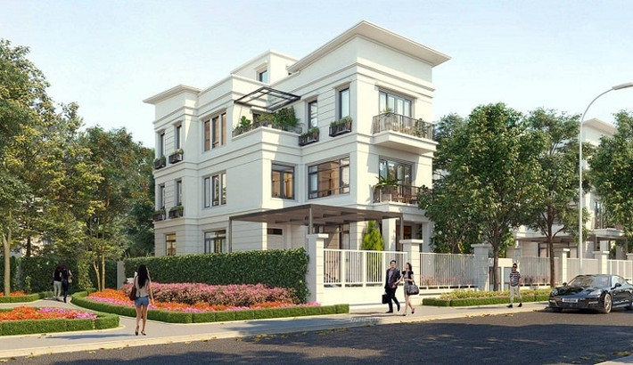 Biệt thự 3 tầng sở hữu không gian mở với sân phía trước, vườn nằm phía sau, tiểu cảnh hai bên hông nhà. Ảnh: Gamuda.