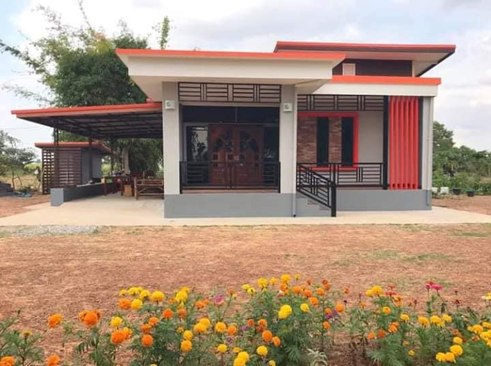 Mẫu nhà cấp 4 đơn giản với thiết kế mái thái phù hợp nhất cho những gia đình có kinh tế eo hẹp. Ảnh: Nhà đẹp.
