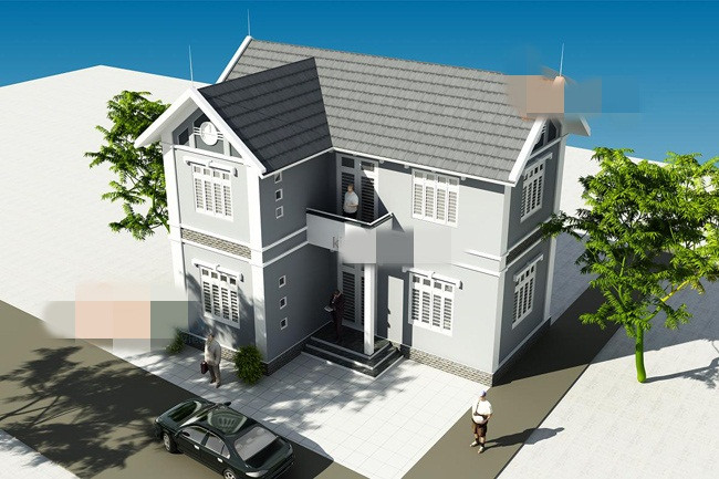 Nhà vườn hình chữ L sử dụng hình khối đơn giản kết hợp tông màu trầm tạo nên sự trang trọng. Ảnh: Kientaoviet.