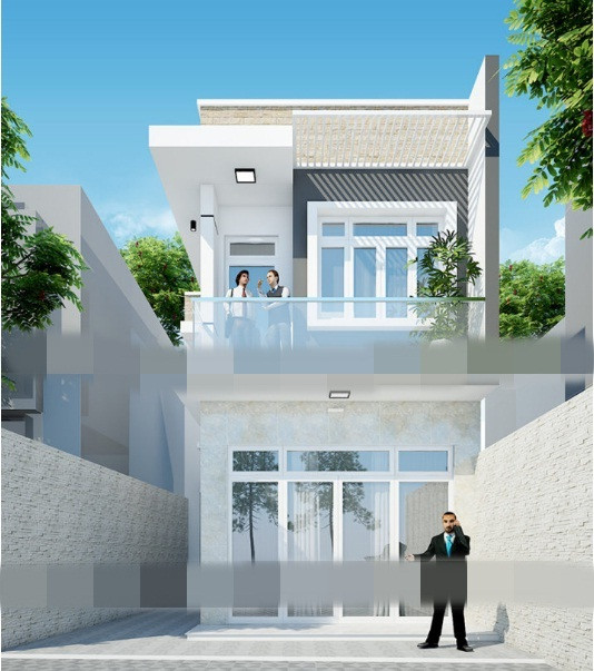 Nhà phố 2 tầng thể hiện vẻ đẹp trẻ trung, nhẹ nhàng và thanh thoát nhờ sử dụng tông màu sáng làm chủ đạo. Ảnh: Xaydungnhadepmoi.