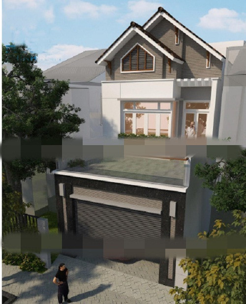 Mặt tiền nhà phố mang phong cách hiện đại thể hiện vẻ đẹp thẩm mỹ bằng những chi tiết thiết kế vuông vắn. Ảnh: Xaydungbiethudep.