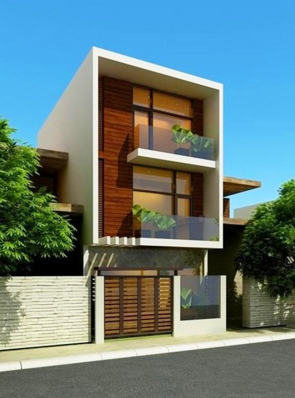 Mặt tiền ngôi nhà được thiết kế đẹp mắt với những họa tiết trang trí hiện đại. Ảnh: Trangtrinoithat.