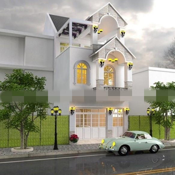 Mẫu nhà phố 2 tầng phong cách tân cổ điển có diện tích 4x11m. Ảnh: Noithatmanhhe.