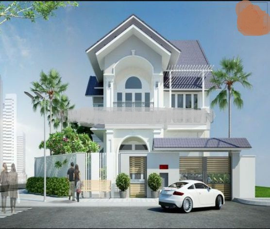 Nhà 2 tầng mái thái kiến trúc cổ điển có sân để xe hơi rộng tiện nghi. Ảnh: Kienanvinh.