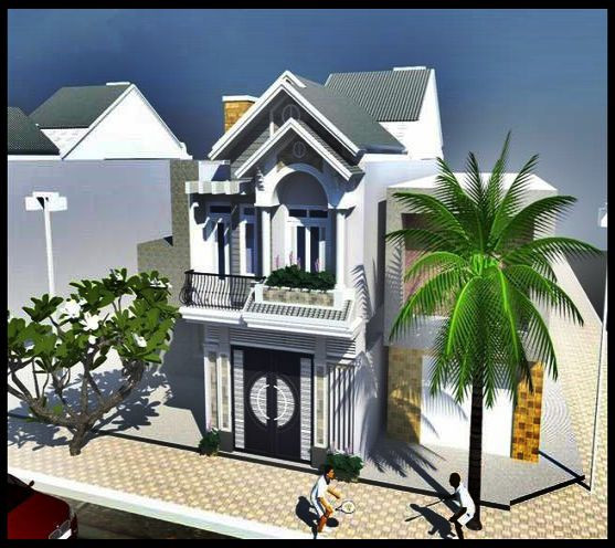 Nhà phố 2 tầng mái kép thiết kế 2 phòng ngủ – 1 phòng thờ – 1 phòng khách – phòng tắm – bếp – ăn. Ảnh: Nhabinhduong.