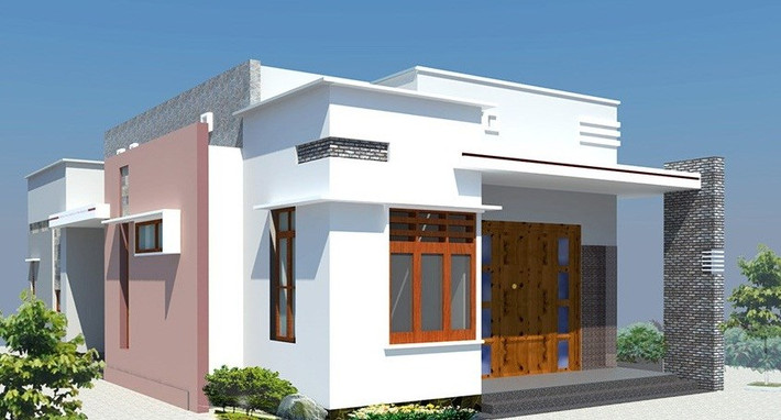 Thiết kế mái bằng với đặc trưng là một mái liền phủ toàn bộ mái nhà, thường đổ bằng chất liệu chủ yếu là bê tông. Ảnh: Vtkong.