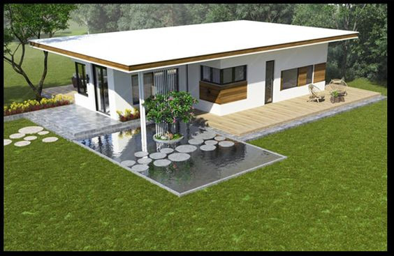 Không chỉ giúp điều hòa không khí, hồ nước trong sân vườn còn mang đến sức sống cho không gian nhà ở. Ảnh: Kientrucnhadep24h.
