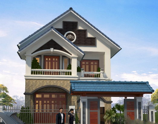 Thiết kế nhà 2 tầng mái thái mang sự cách tân lớn nhưng vẫn giữ được các chi tiết thiết kế truyền thống vốn có. Ảnh: 10nhadep.