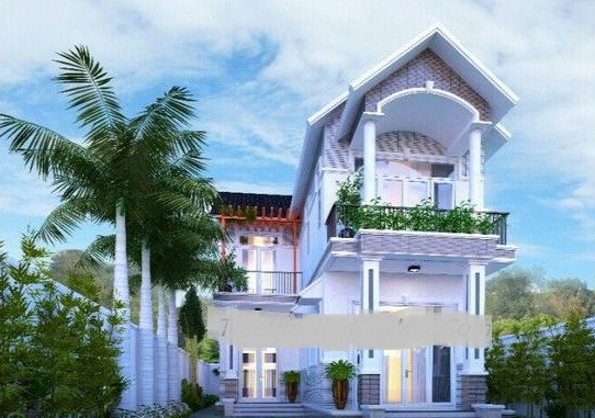 Nhà chữ L tạo sức hút nhờ màu sơn sáng và hàng cây bên ngoài. Ảnh: Thietkenhadepmoi.