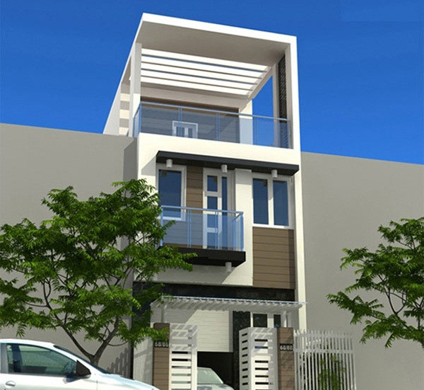 Nhà 2 tầng có gara để xe hiện đại. Ảnh: Ytuongnhadep.