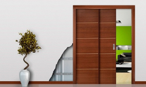 Cửa gỗ trượt là lựa chọn hoàn hảo cho căn nhà hiện đại. Ảnh: Like Furniture.