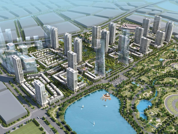 Nằm tại vị trí được đánh giá là mảnh đất "vàng" của Hà Nội, dự án The Manor Central Park với diện tích 90 ha thuộc địa bàn phường Đại Kim (quận Hoàng Mai) và xã Thanh Liệt (huyện Thanh Trì) được chủ đầu tư - Tập đoàn Bitexco "hét” giá tổng vốn đầu tư lên đến gần 2 tỷ USD. Ảnh phối cảnh tổng thể dự án.