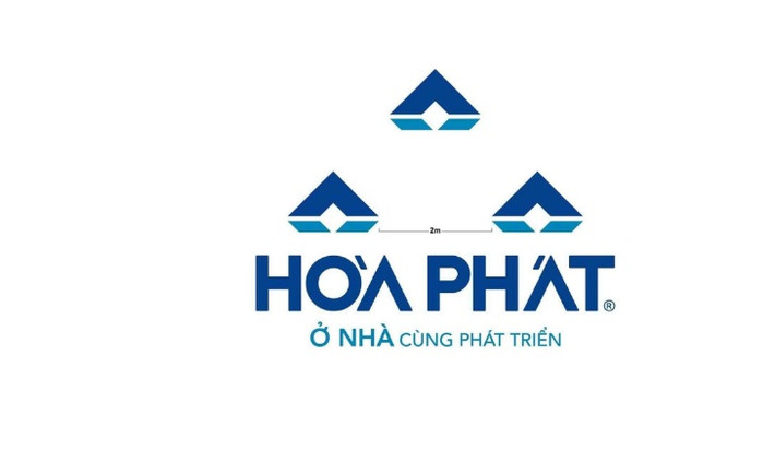 Logo của tập đoàn Hòa Phát giãn nhau khoảng cách 2 mét thay vì san sát nhau như trước đây.