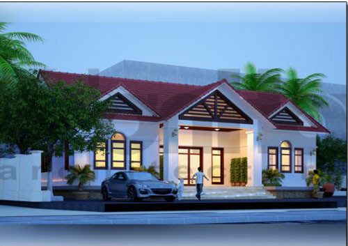 Phong cách hiện đại của căn biệt thự 1 tầng mái thái đủ sức hạ gục mọi ánh nhìn. Ảnh: Sonha.