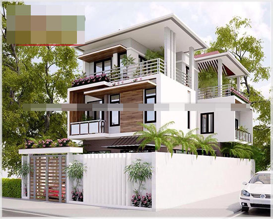 Biệt thự vườn mang phong cách kiến trúc hiện đại. Ngoài khu vực sân vườn, cây xanh còn được trồng xen kẽ ở khắp các ban công. Ảnh: Houseland.