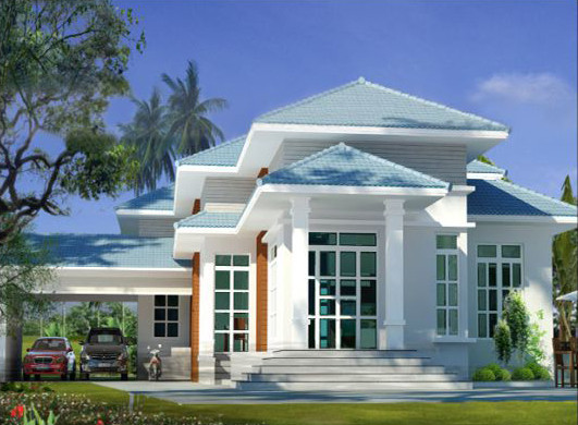 Kiến trúc nhà gác lửng mái thái cũng đang được ưa chuộng nhiều. Gác lửng vừa cho thấy phong cách hiện đại, vừa mở rộng không gian sinh hoạt. Ảnh: Nhabinhduong.