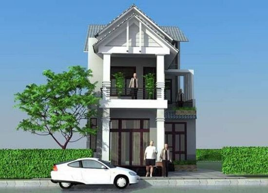 Mẫu nhà mái thái với chi phí thấp, phù hợp với các vùng nông thôn. Nhà gồm 2 phòng ngủ, 1 phòng khách, 2 phòng tắm và 1 phòng thờ. Ảnh: Datbinhduong.