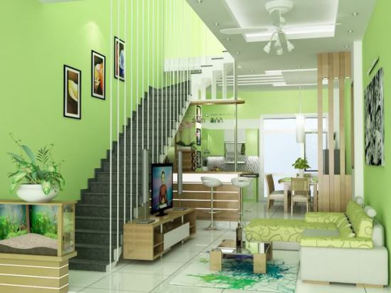 Tạo khe hở cho gió và ánh sáng vào bên trong là ưu điểm của cầu thang dây cáp. Nó được sử dụng nhiều trong nhà ống có giếng trời. Ảnh: Bannhabinhduong.