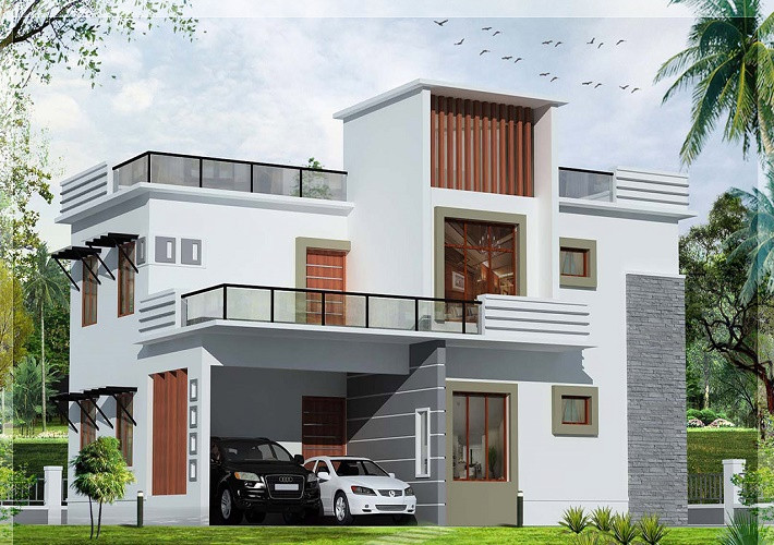 Ngôi biệt thự mang nét đẹp khỏe khoắn bởi những khối hình hộp. Ảnh: Home-designing.