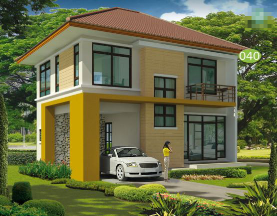 Biệt thự 2 tầng sử dụng màu sơn nổi bật, không gian sinh hoạt bên trong được sắp xếp khá gọn gàng và tiện nghi. Ảnh: Datbinhduong.