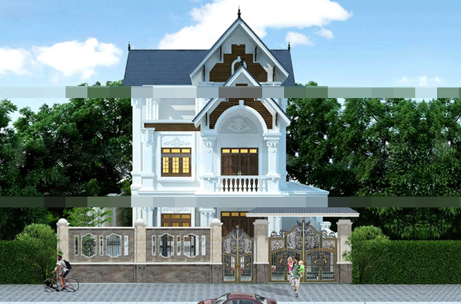 Biệt thự 2 tầng tân cổ điển sử dụng mái xanh cho cảm giác mát mẻ. Ảnh: Kienanvinh.