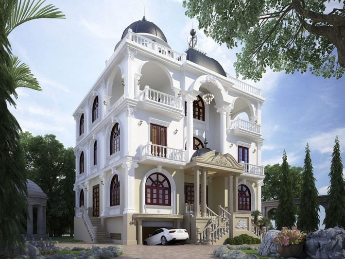 Biệt thự mái vòm nguy nga, đồ sộ. Ảnh: Kientrucadong.