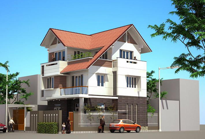 Mái thái mang đến bộ mặt cuốn hút, hiện đại pha nét cổ điển cho tổng thể công trình. Ảnh: Bietthudep.