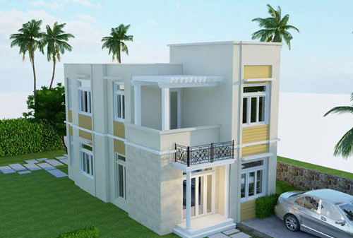 Màu trắng kết hợp vàng nhạt giúp ngôi nhà đẹp trang nhã và tinh tế. Ảnh: Thietkethicongnhadep.