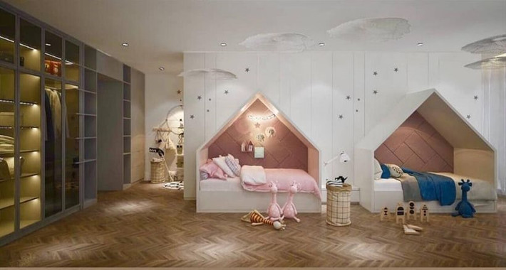 Đặc biệt, "nữ hoàng nội y" còn thiết kế sẵn phòng ngủ dành cho con trong tương lai.