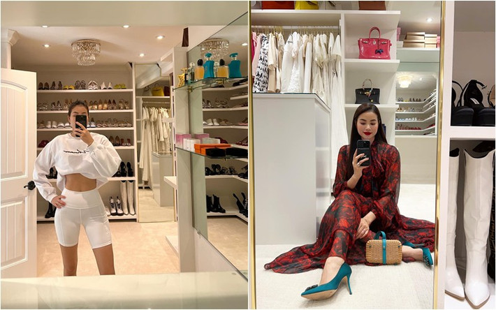 Người đẹp từng hé lộ căn phòng hàng hiệu "xịn sò" với nhiều ngăn để quần áo, giày dép, túi hiệu, nước hoa...