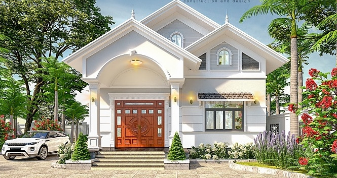 Với chi phí khoảng 1 tỷ đồng, gia chủ có thể chọn nhà mái thái theo phong cách cổ điển, tân cổ điển và hiện đại với diện tích khoảng 80 - 100 m2. Ảnh: Xaydungcuonggiahieu