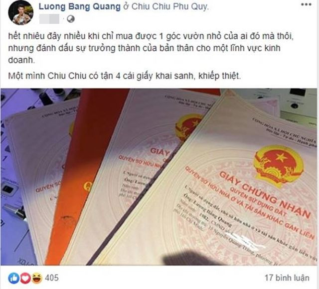 Năm 2020, Lương Bằng Quang mua một mảnh đất tại Phú Quý để xây resort. Ảnh: FBNV